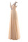Breiter Träger V-Ausschnitt Knöchellanges Luxus Abendkleid aus Chiffon ohne Ärmeln - Bild 4