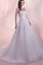 Tüll Gerüschtes Bodenlanges Brautkleid mit Applikation ohne Ärmeln - Bild 1