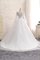 Tüll Perlenbesetztes Bateau Luxus Brautkleid mit Langen Ärmeln - Bild 2