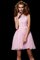 A Linie Prinzessin Mini Abiballkleid ohne Ärmeln aus Elastischer gewebter Satin - Bild 1