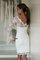 Reißverschluss Hoher Kragen Kurzes Brautkleid mit Bordüre mit Knöpfen - Bild 2