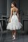 Prinzessin Empire Taille Gerüschtes Mini Brautkleid aus Satin - Bild 2