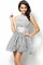 Reißverschluss Natürliche Taile Ärmelloses Mini Brautjungfernkleid mit Bordüre - Bild 29