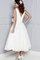 A-Linie V-Ausschnitt Wadenlanges Brautkleid mit Blume mit Applike - Bild 2