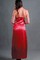 Lange Rot Kleid V-Ausschnitt Satin Elegant Babydoll - Bild 2