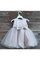 A-Linie Juwel Ausschnitt Kurzes Blumenmädchenkleid mit Schleife mit Rüschen - Bild 1