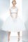 Satin Wadenlanges Einfaches Brautkleid mit Juwel Ausschnitt mit Knöpfen - Bild 1