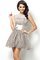 Reißverschluss Natürliche Taile Ärmelloses Mini Brautjungfernkleid mit Bordüre - Bild 16