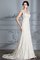 Meerjungfrau Stil Ärmelloses Normale Taille V-Ausschnitt Brautkleid mit Bordüre - Bild 6