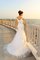 Plissiertes Ärmelloses Reißverschluss Sittsames Brautkleid mit Empire Taille - Bild 2