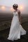 Normale Taille V-Ausschnitt Bodenlanges Brautkleid aus Chiffon mit Bordüre - Bild 1