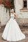 Schaufel-Ausschnitt Bodenlanges Sittsames Brautkleid mit Bordüre mit Natürlicher Taille - Bild 1