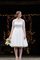 A-Line Perlenbesetztes Schlichtes Konservatives Brautkleid mit Halben Ärmeln - Bild 1