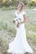 Tüll Normale Taille V-Ausschnitt A-Line Fantastisch Ärmelloses Brautkleid mit Bordüre - Bild 3