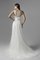 A-Linie Natürliche Taile Bodenlanges Brautkleid mit Plissierungen mit Applike - Bild 2