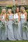 A-Line Ärmellos Normale Taille Bodenlanges Brautjungfernkleid aus Chiffon - Bild 1