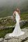 Reißverschluss Gericht Schleppe Bodenlanges Schlichtes Brautkleid mit Applike - Bild 2