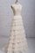 A-Linie Geschichtes Bodenlanges Brautkleid mit Blume mit Mehrschichtigen Rüsche - Bild 1