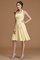 Blendend Chiffon A-Line Prinzessin Kurzes Brautjungfernkleid mit Nackenband - Bild 5