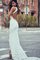 Neckholder Meerjungfrau Stil Sweep Train Natürliche Taile Edel Brautkleid mit Bordüre - Bild 2