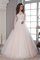 A-Line Schaufel-Ausschnitt Lange Ärmeln Romantisches Brautkleid mit Schleife - Bild 1