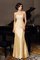 Ärmellos Meerjungfrau Stil Empire Taille Brautmutterkleid aus Taft mit Bordüre - Bild 3