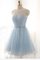 A-Linie Prinzessin Ärmelloses Schaufel-Ausschnitt Abschlusskleid aus Tüll - Bild 1