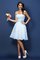 Prinzessin A-Line Mini Brautjungfernkleid mit Reißverschluss mit Blume - Bild 16