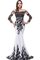 Zeitloses Meerjungfrau Schaufel-Ausschnitt Reißverschluss Sweep Zug Abendkleid - Bild 1