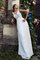 A-Linie V-Ausschnitt Bodenlanges Sittsames Brautkleid aus Chiffon - Bild 1