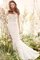 Meerjungfrau Gericht Schleppe Perlenbesetztes Brautkleid mit Bordüre mit V-Ausschnitt - Bild 1