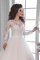 A-Line Schaufel-Ausschnitt Lange Ärmeln Romantisches Brautkleid mit Schleife - Bild 2