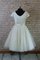 A linie Reißverschluss Kurze Ärmeln Brautkleid aus Tüll mit Schaufel Ausschnitt - Bild 2
