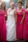 A-Linie Bodenlanges Brautjungfernkleid mit Breiter Träger aus Chiffon - Bild 1