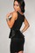 Damen Polyester Leder Elegant Bodycon Ausschnitt Juwel Club Kleider - Bild 2