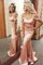 Glamourös Normale Taille Satin Meerjungfrau Stil Schulterfrei Ballkleid mit Rüschen - Bild 1