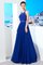 Prinzessin Normale Taille Sweep Train Chiffon Abendkleid mit Juwel Ausschnitt - Bild 1