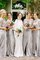 Prinzessin Schaufel-Ausschnitt A-Linie Normale Taille Bodenlanges Brautjungfernkleid - Bild 1