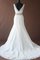 Meerjungfrau Stil Perlenbesetztes V-Ausschnitt Brautkleid mit Bordüre aus Paillette - Bild 2