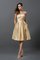 Prinzessin Ärmelloses Trägerloser Ausschnitt Taft Mini Brautjungfernkleid - Bild 1