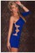 Blau Elegant Stil Mini Sexy Elasthan Party Kleid Eine Schulter Mantel Club Kleider - Bild 2