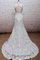 V-Ausschnitt Schlüsselloch Rücken Ärmelloses Elegantes Brautkleid mit Bordüre - Bild 1