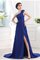 Chiffon Plissiertes A Linie Sweep train Ballkleid mit Drapierung - Bild 1