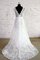 Gekerbter Ausschnitt Sweep Train Luxus Brautkleid aus Spitze ohne Ärmeln - Bild 2