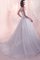 Tüll Gerüschtes Bodenlanges Brautkleid mit Applikation ohne Ärmeln - Bild 2