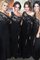 Ein Schulter Chiffon Enges Bodenlanges Brautjungfernkleid mit Natürlicher Taille - Bild 1