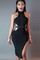 Halfter Ausschnitt Bodycon kleider Elasthan Teilt Einzigartig Polyester Club Kleider - Bild 1