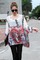 Lila Mode Chiffon Drucken Bluse Club Kleider - Bild 6