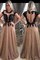 Tüll Schaufel-Ausschnitt Prinzessin A-Line Glamourös Abendkleid mit Applike - Bild 1