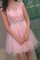 Prinzessin Funkelnd A Linie Natürliche Taile Mini Abiballkleid mit Applike ohne Ärmeln - Bild 2